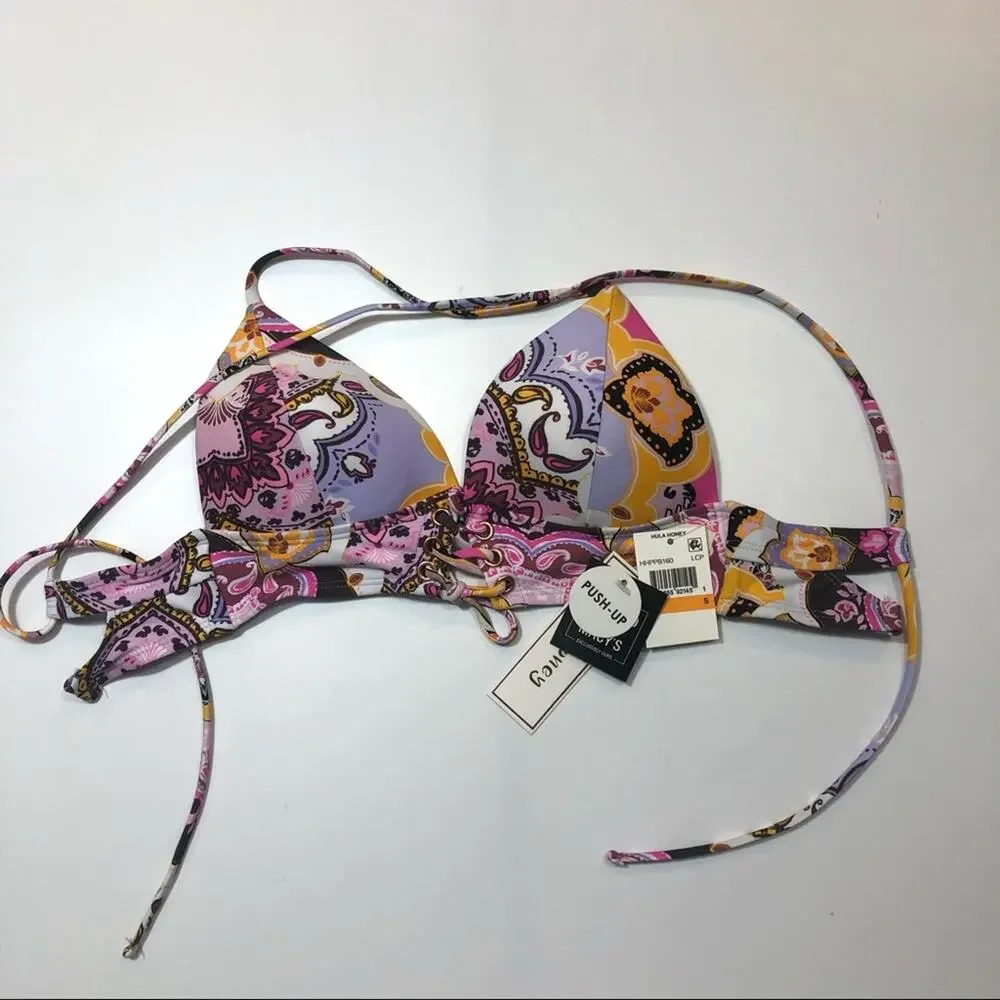 Hula Honey LILAC Paisley Bikini Swim Top